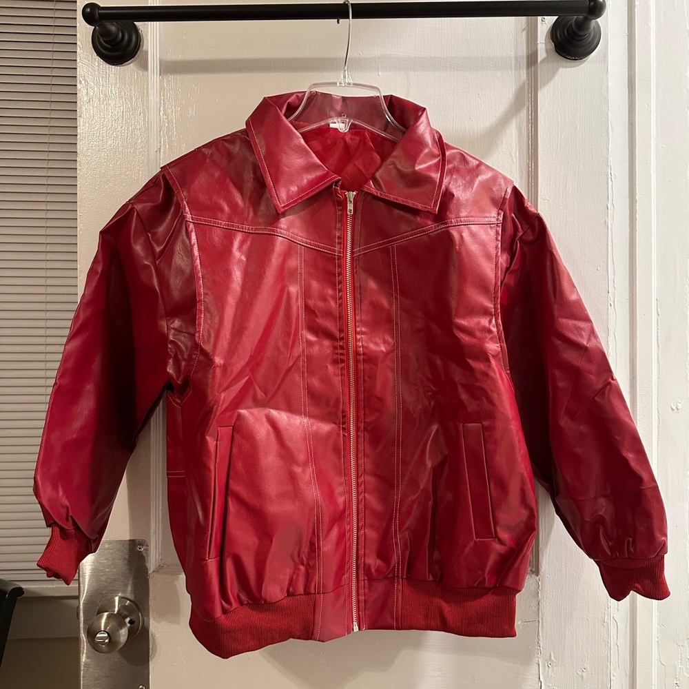 Red Faux Leather Jacket